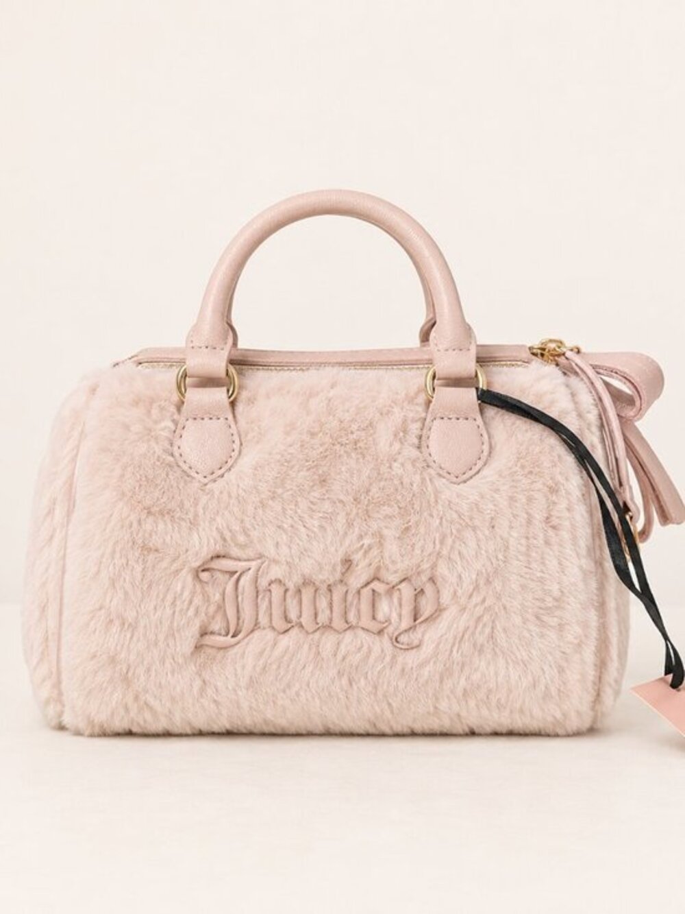 Juicy Couture Semi Charmed Faux Fur Mini Satchel Crossbody Blush NWT